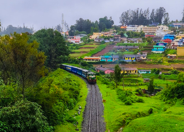 Scenic mountain view from Ooty farmstay, Nilgiri hills view from Silent Retreat Farms, Countryside retreat view Ooty, Tranquil escape in Ooty hills, Serene nature surroundings in Ooty retreat, Sunrise view from Ooty farmstay